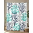 thumbnail image 4 of Fsddascl Navy Blue Teal Grey Coral Coastal Shower Curtain Set - 72" x 78" Bathtub Curtain with 12 Hooks, Summer Beach Nautical Ocean Waterproof Fabric Stall Shower Curtains for Bathroom/Bathtub, 4 of 6