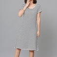 thumbnail image 4 of TSADFHJI Chemises de Nuit Sans Manches Femmes Femmes Été Design à Rayures Couleurs Robe de Pyjama pour Femmes Été Manches Courtes Chemise de Nuit avec Coussinet de Poitrine Robes de Nuit TTTG Noir, 4 of 9