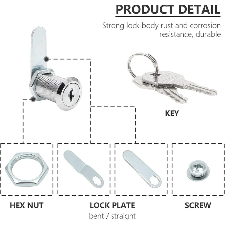 6 Pack Cabinet Cam Locks Keyed Alike, 1-1/8 (30mm) Cam Lock Set for  Cabinets Drawers Mailbox Tool Box RV, File Cabinet Locks with Keys 