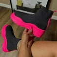 thumbnail image 3 of Platform Boots Knitted Sock Women Shoes Woman Slip On Women's Boots 2023 New Ankle Boots Flat Punk Winter Shoes, 3 of 3
