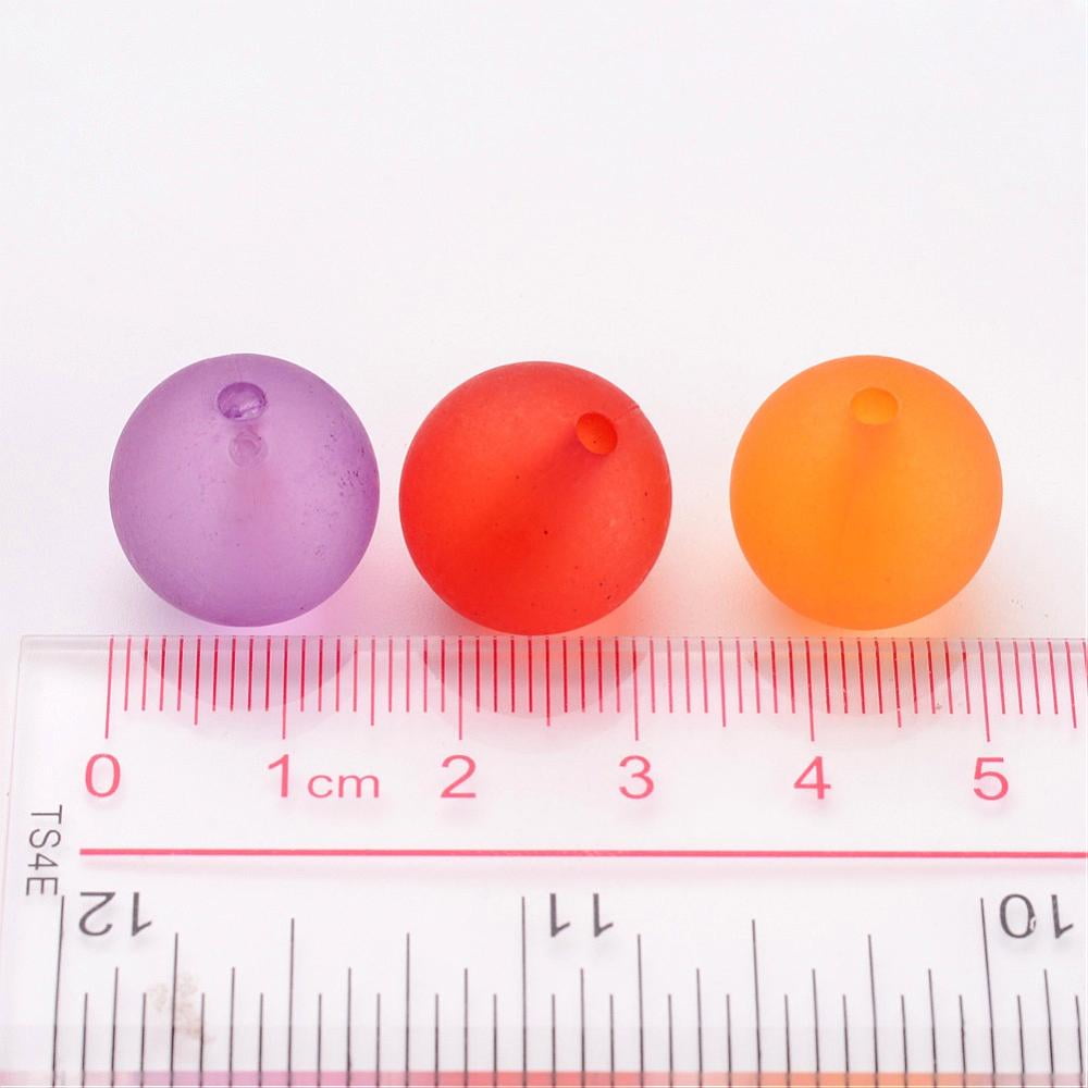 Transparent Acrylic Beads Mix Round Frosted Assorted Colors about 16mm in diameter hole: 2mm about 220pcs/500g