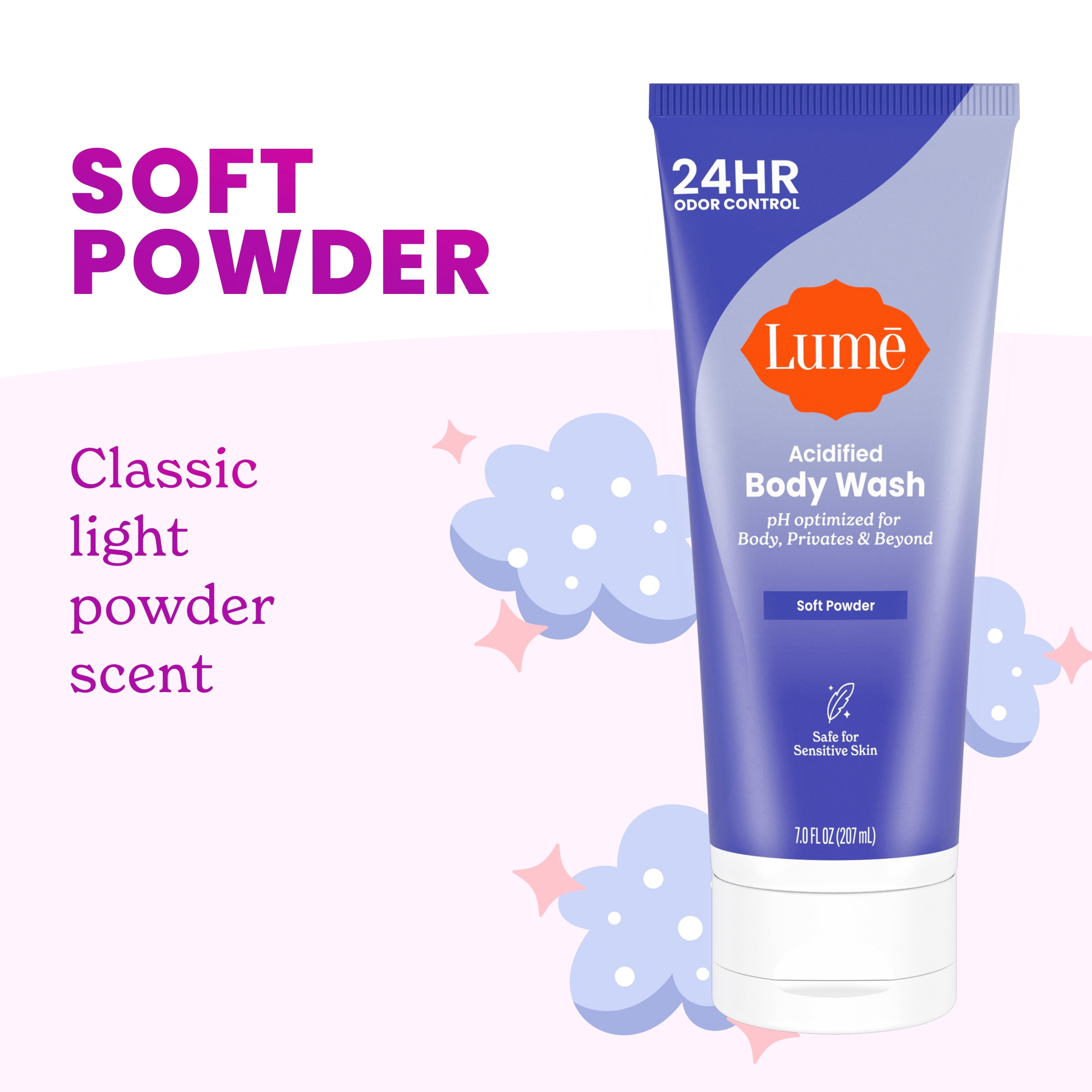 Lume Hydrating Acidified Body Wash Gel, Soft Powder, 7 fl oz