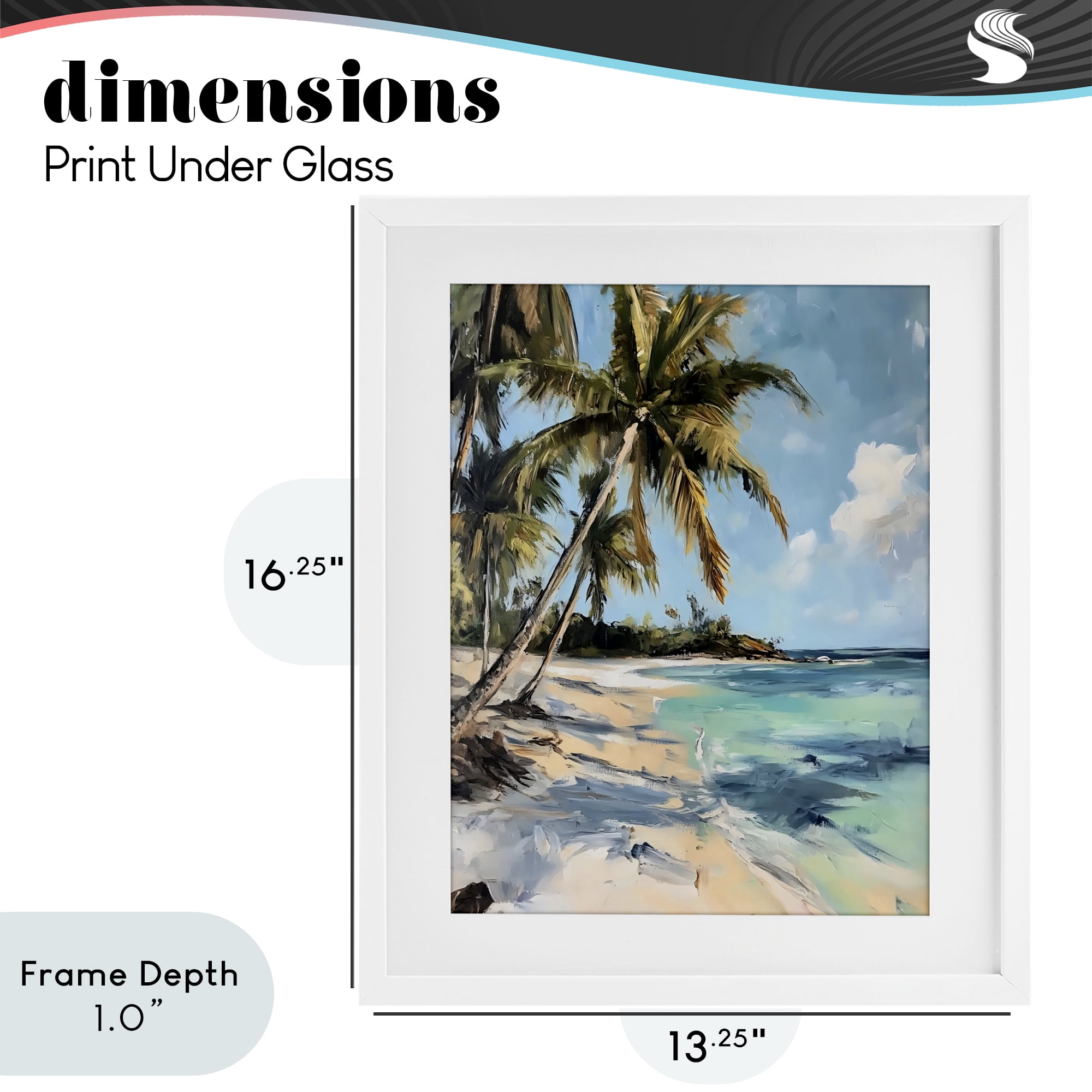 Stupell Industries Tropical Coastline Palm Frond Shadows White Framed Print Under Glass, design by Franklyn Gregory