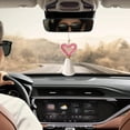 thumbnail image 3 of Accesorios bonitos para decoración de coche, colgante estético Interior, adorno colgante para espejo retrovisor de coche oscilante en forma de corazón rosa, 3 of 5