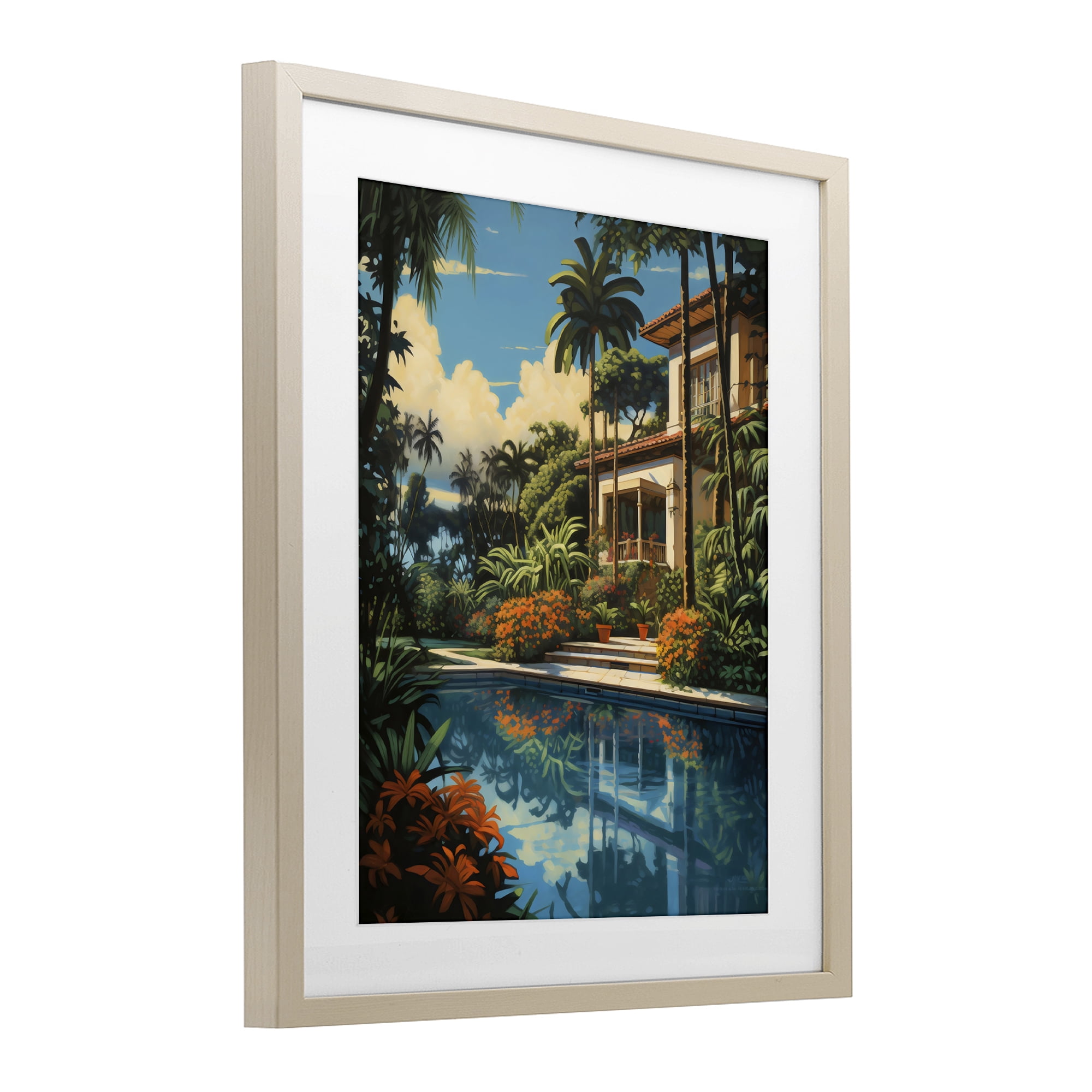 Stupell Industries Tropical Tranquility Villa Birch Framed Print Under Glass, design by Creative Studio