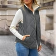 thumbnail image 5 of Sherpa Fleece Lined Jacket Vest for Women Winter Casual Warm Cropped Coat Sleeveless Full Zip Quilted Outerwear (M, Gray), 5 of 7