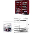 thumbnail image 3 of 9 Tier 9 Lattices Non Woven Fabric Shoe Rack,Free Standing Shoe Racks,Shoes Racks Organizer for Closet,Stackable Shoe Rack,with Side Pocket,for Doorway, Corridor, Balcony, Living Room (Grey), 3 of 4