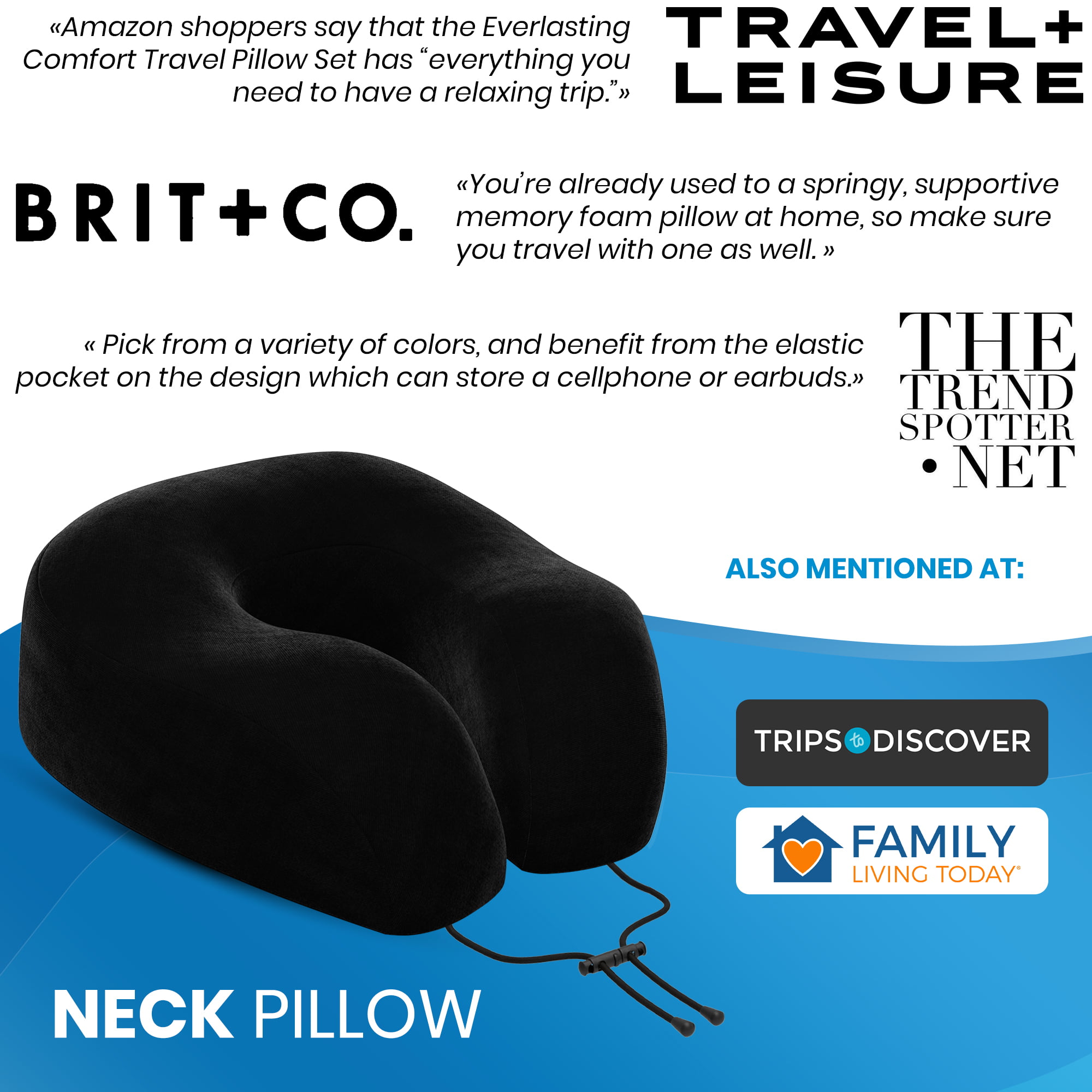 Airplane Travel Pillow: Memory Foam Travel Kit – Everlasting Comfort