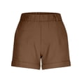 thumbnail image 7 of CIENVNSTG Low Rise Shorts for Women Tailored Trouser Fit Hem and Casual Stretch Comfort Running Shorts Workout Gym with Pockets Brown 2XL, 7 of 7
