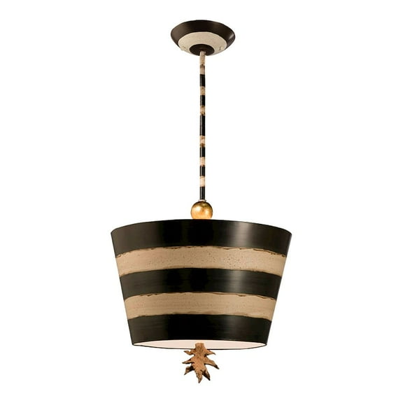 Lucas McKearn South Beach 15" 1-light Metal Pendant with Gold Accents in Black