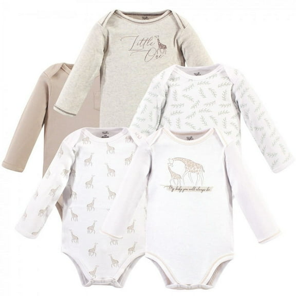 Touched by Nature Organic Cotton Long-Sleeve Bodysuits 5pk, Little Giraffe, 9-12 Months