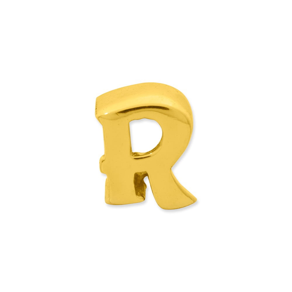 925 Sterling Silver Gold-plated Reflections Letter R Bead; for Adults and Teens; for Women and Men