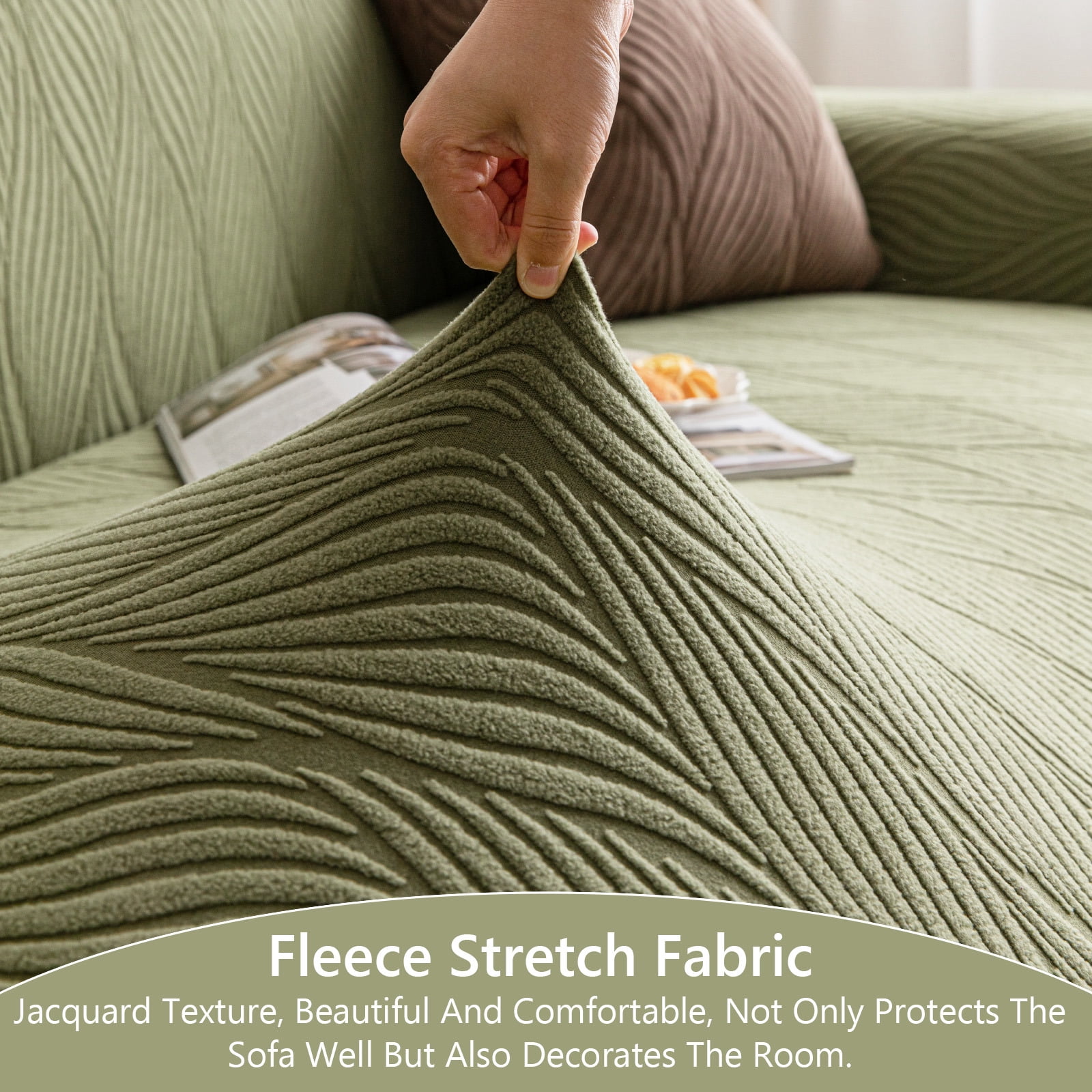 ANMINY Stretch Sofa Covers Couch Covers Furniture Protector Sofa Slipcover Leaf Pattern 1-seater (35"-55")