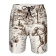 thumbnail image 3 of Honeii's Western Desert Cowboys3 Print Men's Casual Shorts with Drawstring，Swim Trunks Quick Dry Beach Shorts, 3 of 5