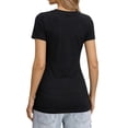 thumbnail image 3 of MOYIKO Crewneck T Shirts for Women Short Sleeve Sexy Cutout Slim Fitted Tees Elegant Tight Summer Tops, 3 of 7