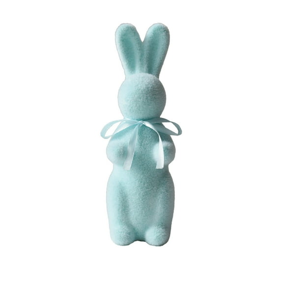 Fasiaou Easter Decorations Large Flocked Bunny Kit Easter Table Decor Spring Table Centerpieces Bunny Figurines Decorations Solid Color Rabbit Centerpiece Tabletop for Home Office Indoor Party,Blue