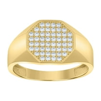 10kt Yellow Gold Mens Cubic-Zirconia Octagon Head Fashion Ring