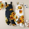 thumbnail image 4 of URMAGIC Girls Sunflower Print Overalls Jumpsuit with Pocket Suspender Pant Toddler Summer Clothes Outfit 18 Months- 6 Years, 4 of 11