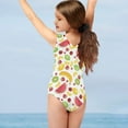 thumbnail image 3 of FOR U DESIGNS Fashion Leotard One Piece Swimsuit for Kids Girls 9-10Y Fruits Theme V Neck Swimwear Athletic Sleeveless Swimwear for Beach Swimming, 3 of 8