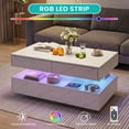 thumbnail image 5 of Manxile LED Coffee Table with 2 Storage Drawers, Modern White Coffee Table w/20 Colors LED Lights/APP Control, 5 of 7