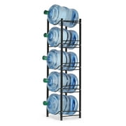 5 Tiers Gallon Water Jug Holder Brown Easy Assemble Water Bottle Storage Rack