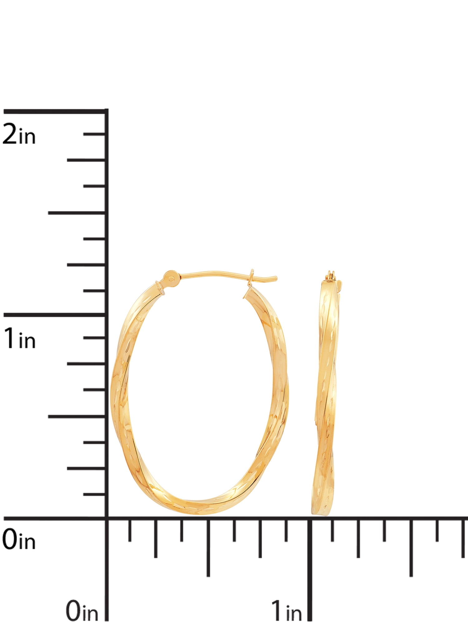 Brilliance Fine Jewelry 10K Yellow Gold 1.8MMx20MM Oval Twisted Hoops Earrings