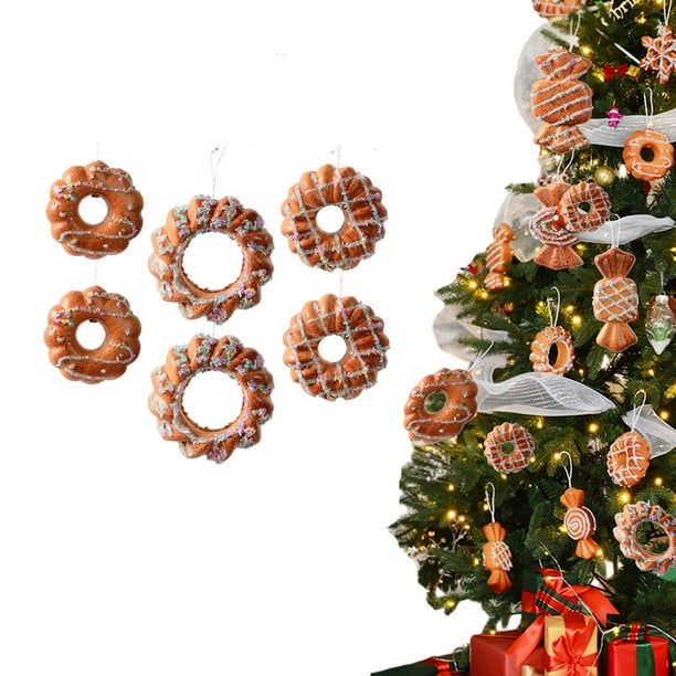 mfyjkho Juego De Adornos Navideños De Espuma De Jengibre Con Copos De Nieve Y Dulces Para Decorar El Árbol, 12 Piezas