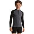 thumbnail image 2 of RMGVDSD Boys Athletic Shirts Kids Quarter Zip Long Sleeve Shirt Color Block Slim Fit Sporty Tops For Training And Running 4-5 Years, 2 of 9