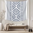 thumbnail image 5 of Navy Blue Boho Tapestry for Bedroom Wall Hanging Tapestry, Vintage Southwestern Geometric Stripes Ceiling Backdrop Tapestries Poster Blanket Wall Decor for Teens Room Living Room Dorm 39" x 59", 5 of 8