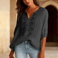 thumbnail image 5 of Shirts for Women Fashionable Casual Solid Color Pleated Cotton and Linen Top with Seven Quarter Sleeves, 5 of 5