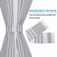 thumbnail image 4 of Light Grey Striped Door Curtains for Door Window, French Sidelight Front Back Door Curtains With Tieback, White Simple Neutral Modern Kitchen Rod Pocket Drapes Panel, 54"x40", 4 of 5