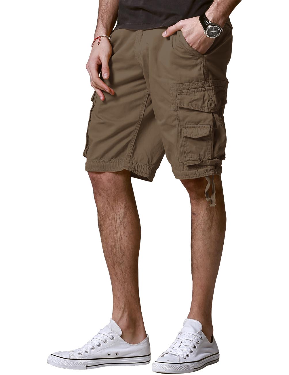 Matchstick Men Loose Multi Pockets Cargo Shorts Twill Utility Outdoor