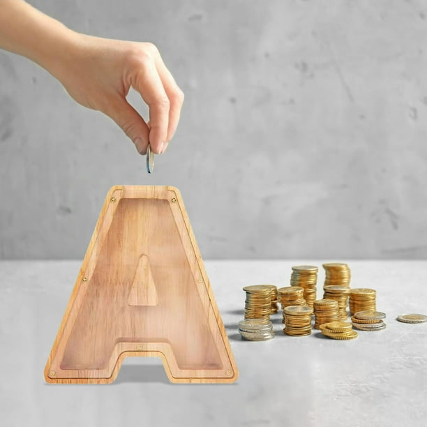 HOARBOEG Personalized Wooden Name Money Box Wooden Deposit Box