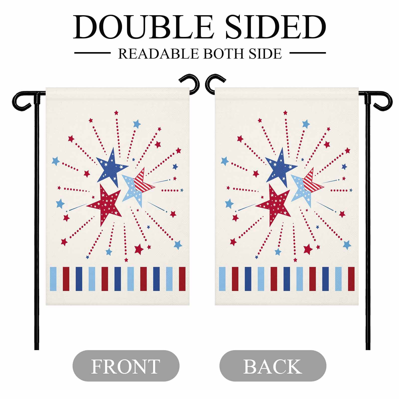 4th of July Garden Flags USA Flag Stripes Garden Flag Double Sided Welcome Flag Patriotic Stars Red White and Blue Independence Day Yard Flags for Outdoor Lawn Porch Memorial Day Decor 28x40 Inch