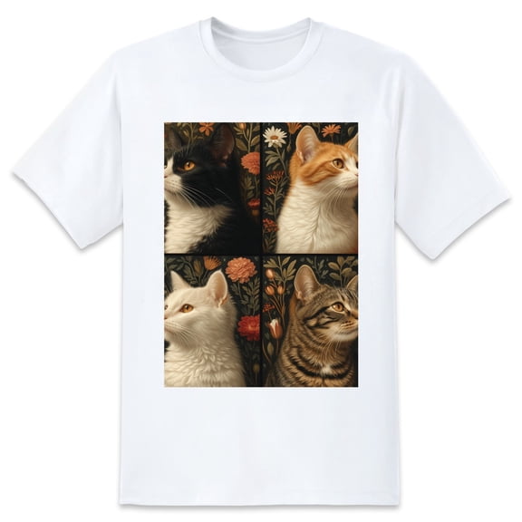 Basic Oversize Tees For WomenCat Loose Boyfriend Shirts Casual Blouse round neck