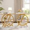 thumbnail image 4 of Fnova Side Table with Circular Metal Frame, End Table with 4-Tier Shelves for Living Room, White Gold, 4 of 16
