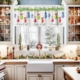 thumbnail image 3 of Christmas Kitchen Window Curtain Set with Tiers and Valance, 3 Pieces Rod Pocket Valances Colorful Xmas Balls Green Pine Needle Window Treatment Semi Sheer Kitchen Bedroom Decor (52"W x 18"L), 3 of 6