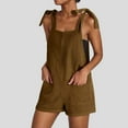 thumbnail image 2 of Jumpsuits For Women Short Overalls Casual Sleeveless Adjustable Rompers Velvet With Pockets 2025 Brown, 2 of 9