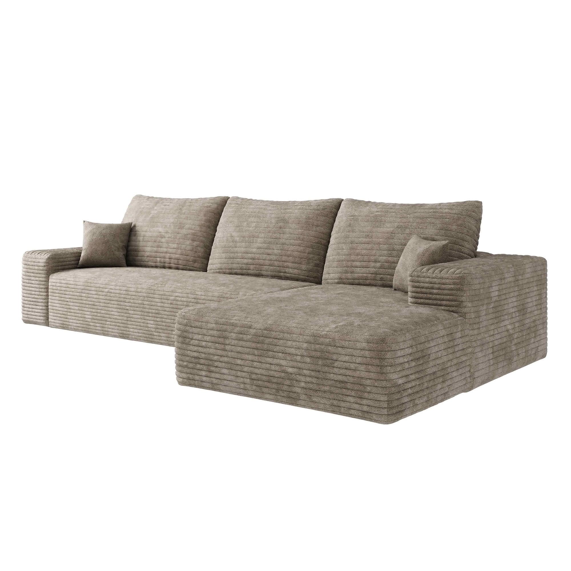 MAYEERTY 107 Inch L‑Shaped Cloud Sectional Couch, Modern Modular Deep‑Seat Sofa with Reversible Chaise, Plush Corduroy Upholstered Corner Sofa, No‑Assembly Required for Living Room Bedroom Apartment