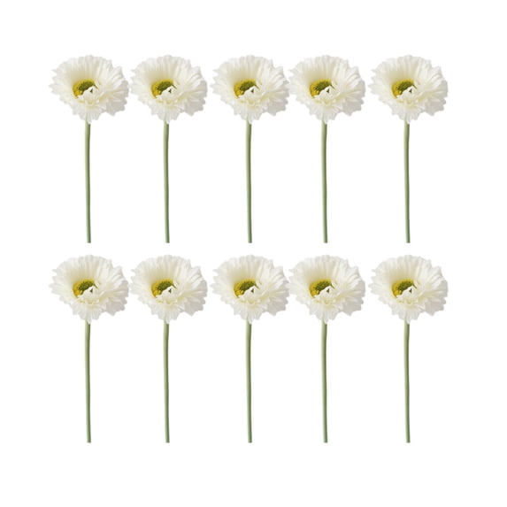 10 Pieces Artificial Flower Gerbera Fake Plants Simulation Looking No Odor for Christmas Garden Office Wedding White