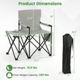 thumbnail image 3 of Gymax 2PCS Oversized Camping Chair w/Side Table 2 Storage Pockets Cup Holder for Trip Gray, 3 of 10