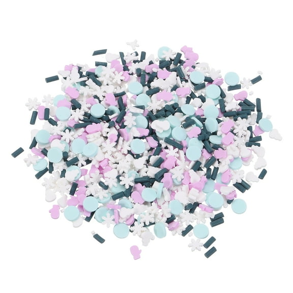 Fake Sprinkles, 30G Snowman Resin Faux Sprinkles Fake Candy Sugar Polymer Clay Slices for Nail Art, Black/Blue/Light Blue/White