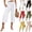 10# White, variant on Women's Elastic High Waist Wide Leg Capri Pants Cotton Linen Casual Lounge Cropped Pants Lightweight Breathable with Side Pockets Green M