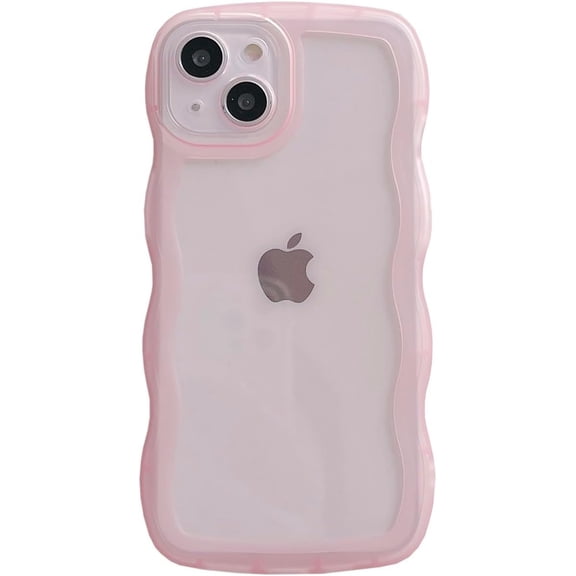 for iPhone 15 Plus Cute Soft Silicone Case, Kawaii Curly Wave Frame Shape Shockproof Protective Phone case Cover for Women Girls