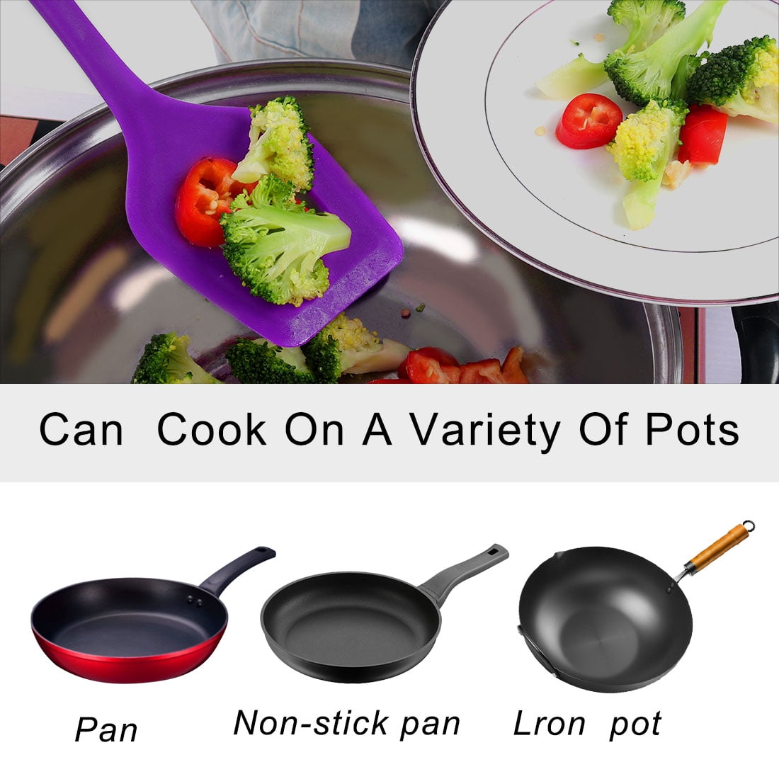 Unique Bargains Silicone Turner 4 Pieces Heat Resistant Non Stick Turner Purple