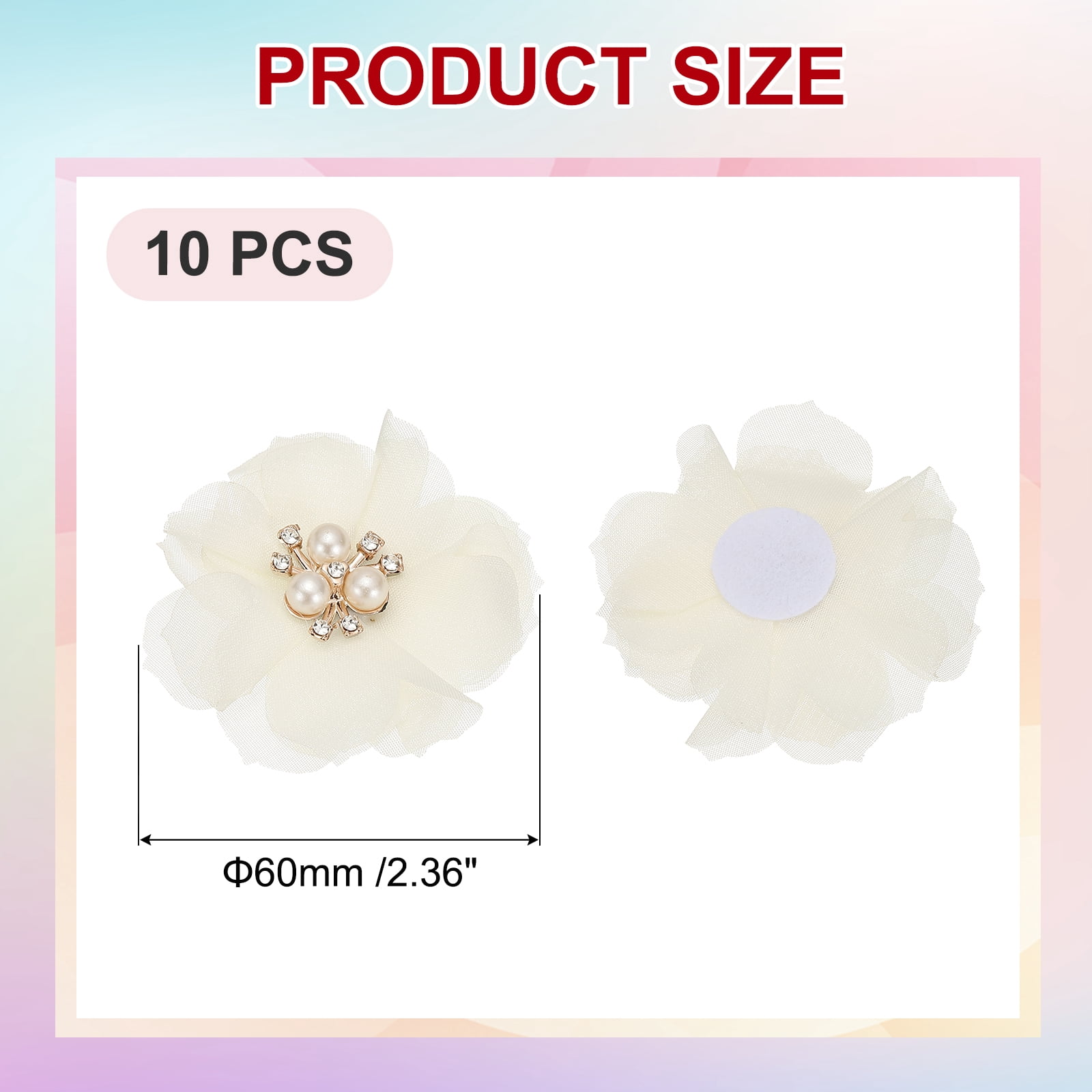 Unique Bargains Chiffon Flower Appliques for DIY Craft Clothing Wedding Beige