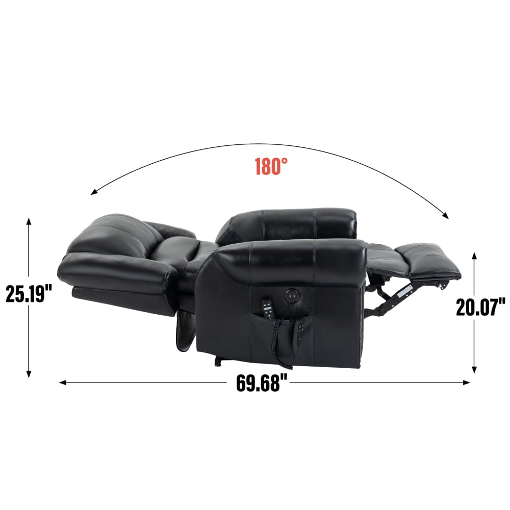 Power Lift Recliner Chair with Heat Massage, Genuine Leather, 350LBS Capacity, Dual Motor, Infinite Position & USB