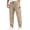 New-Khaki, variant on PNTUTB Men's Cuffed Cargo Pants Solid Color Elastic Waist Drawstring Casual Loose Comfort Outdoor Pants with Multiple Pockets