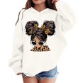 thumbnail image 4 of Little Girls Pullover Hoodie Sweatshirt Long Sleeved Printed Hooded Jacket Outerwear Cozy Pullover Sweatshirt Top Size 8T , White, 4 of 6