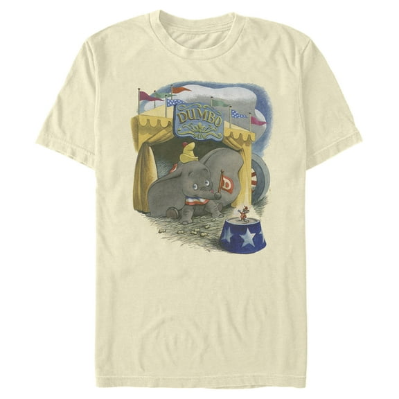 Men's Dumbo Timothy Circus Tent Retro Portrait Graphic Tee Beige Medium